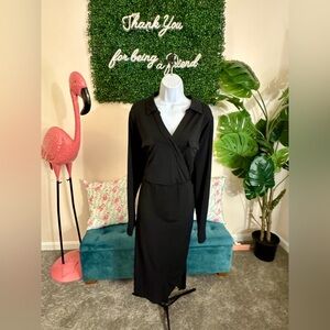 Torrid- Black Long-Sleeve Wrap Top Dress